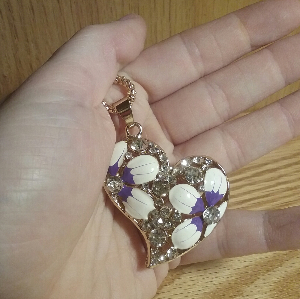 Purple Floral Heart Necklace